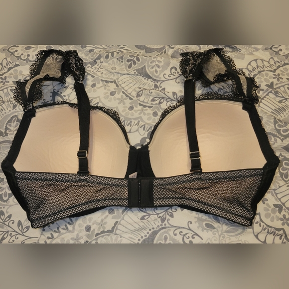 Victoria’s Secret Dream Angels Lined Demi Bra 34DD Lace Black/Cream - Picture 4 of 7